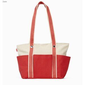 Thirty-One Gifts Canvas Carryall Tote - Coastal Red Colorblock NEW!